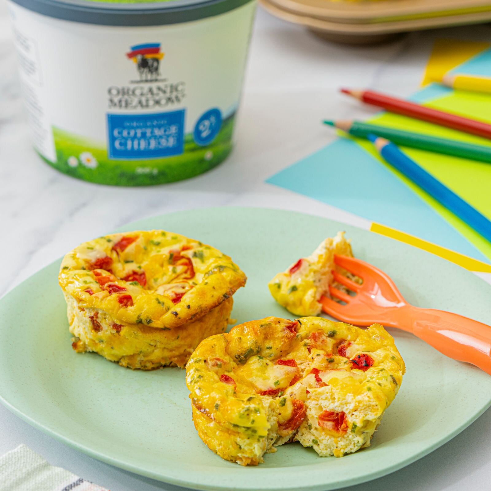 Chive and Cheddar Cottage Cheese Egg Bites